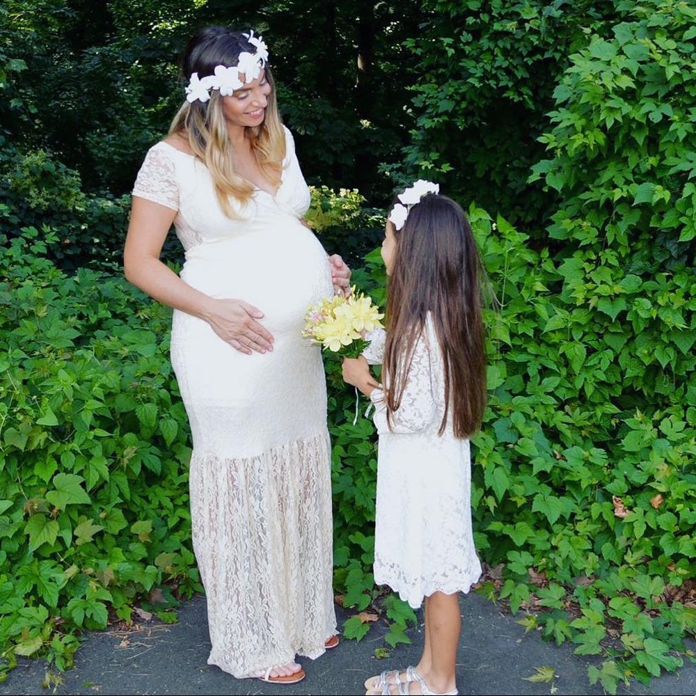 Ivory lace maternity dress